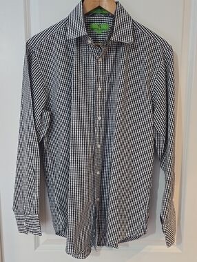 Bristol & Bull Men's Black and White Gingham Dress Shirt